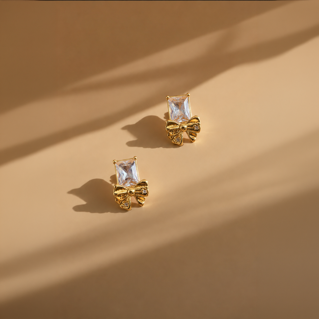 Berry Myth Celeste Bow Crystal Stud Earrings
