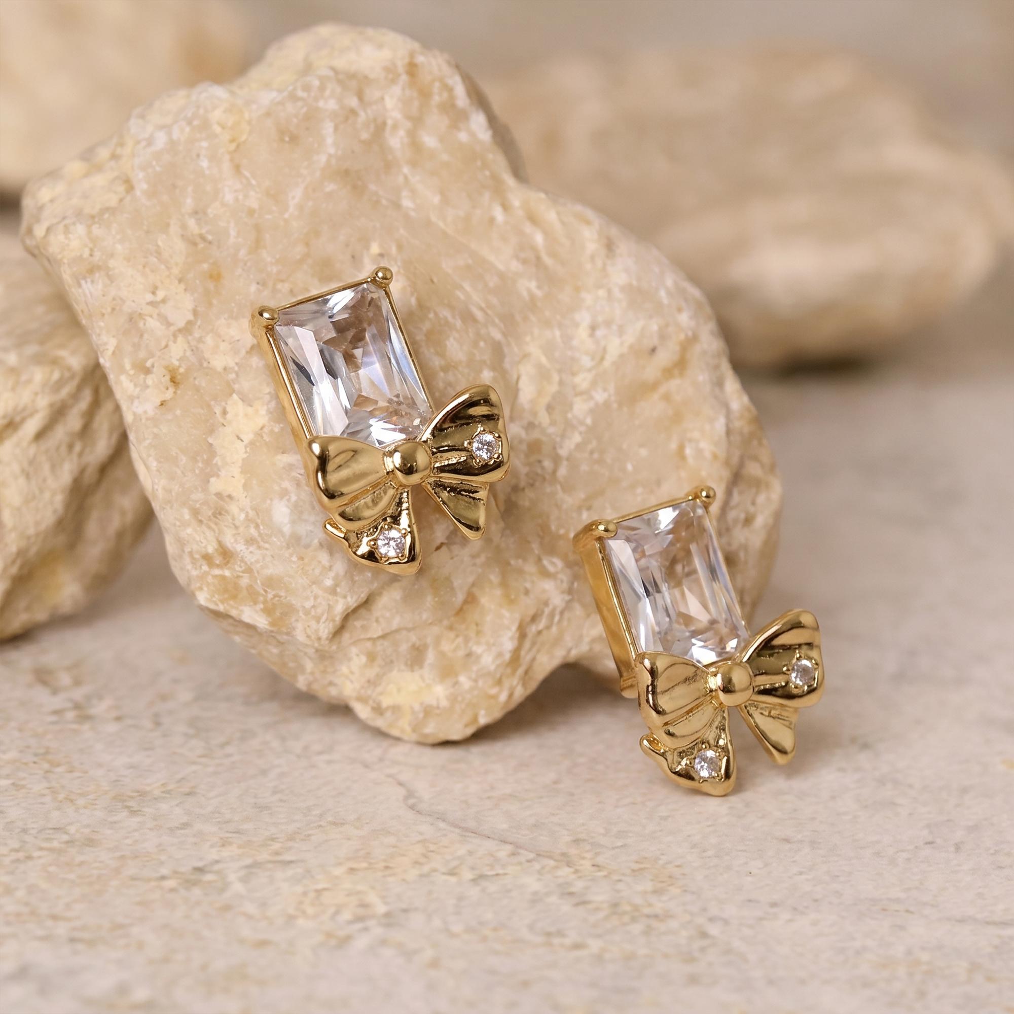 Berry Myth Celeste Bow Crystal Stud Earrings