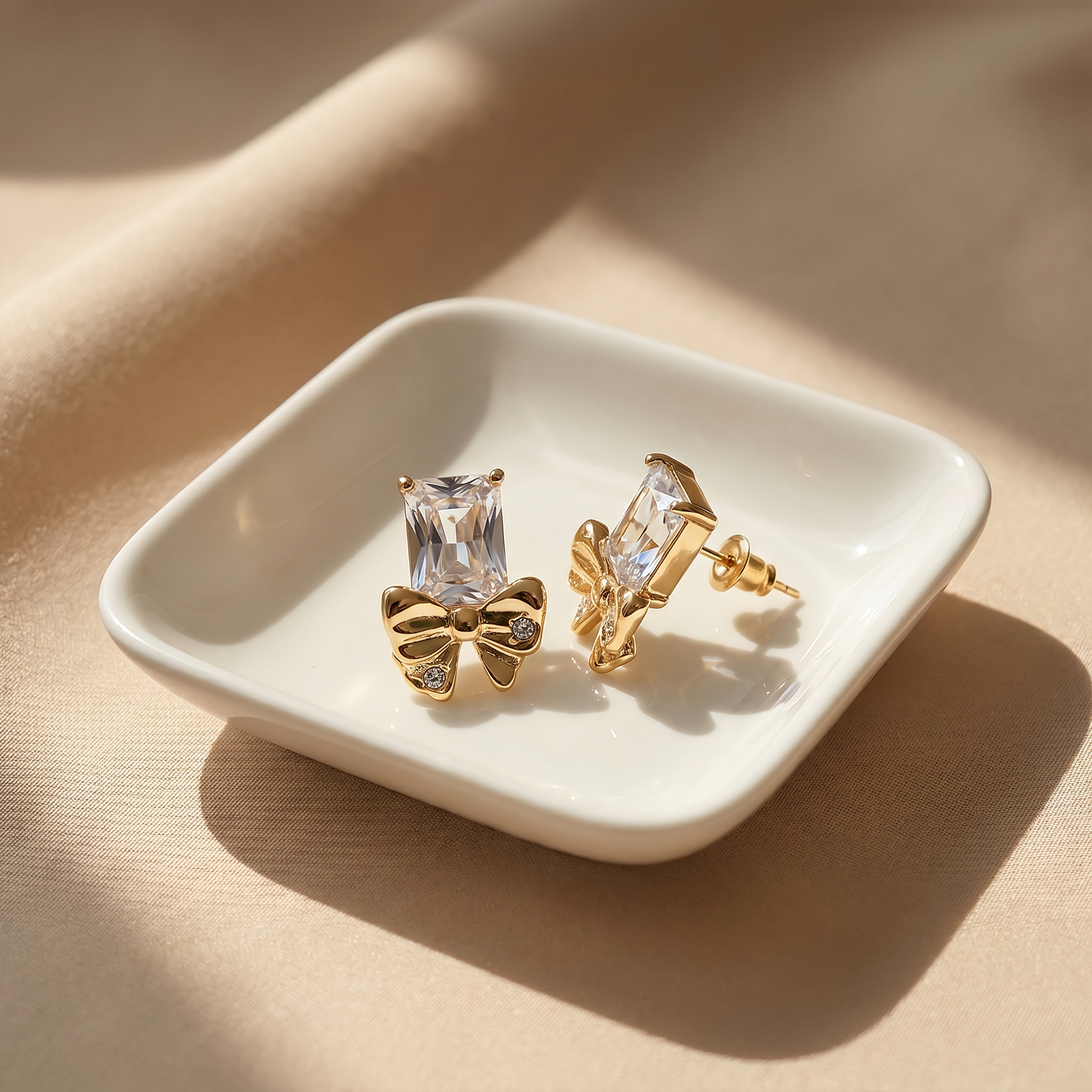 Berry Myth Celeste Bow Crystal Stud Earrings
